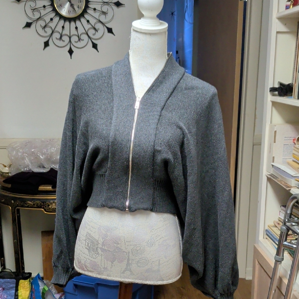 Madison The Label Gray Women's Sweater with Zipper